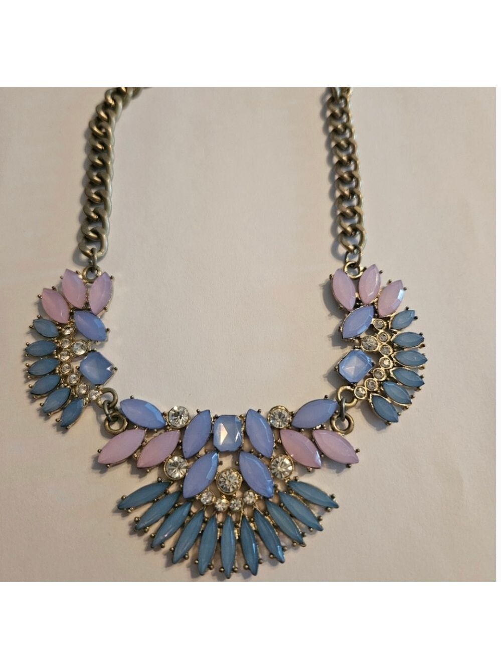 Chic Pastel Blue and Pink Statement Necklace